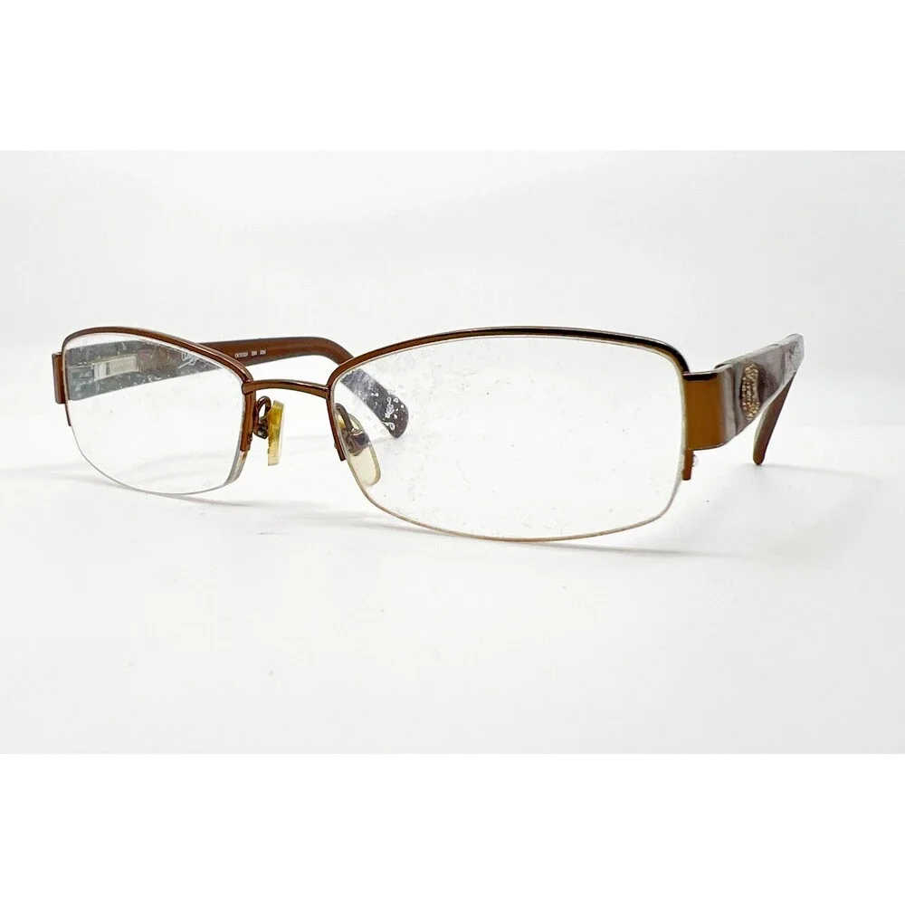 Oleg Cassini Eyeglasses Womens Brown OC0326 Rhinestone Semi Rimless 53-18-135
